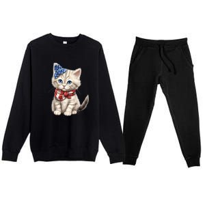 American Cat 4th Of July Cat Patriotic Cats Himalayan Kitten Premium Crewneck Sweatsuit Set