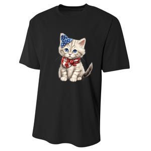 American Cat 4th Of July Cat Patriotic Cats Himalayan Kitten Performance Sprint T-Shirt