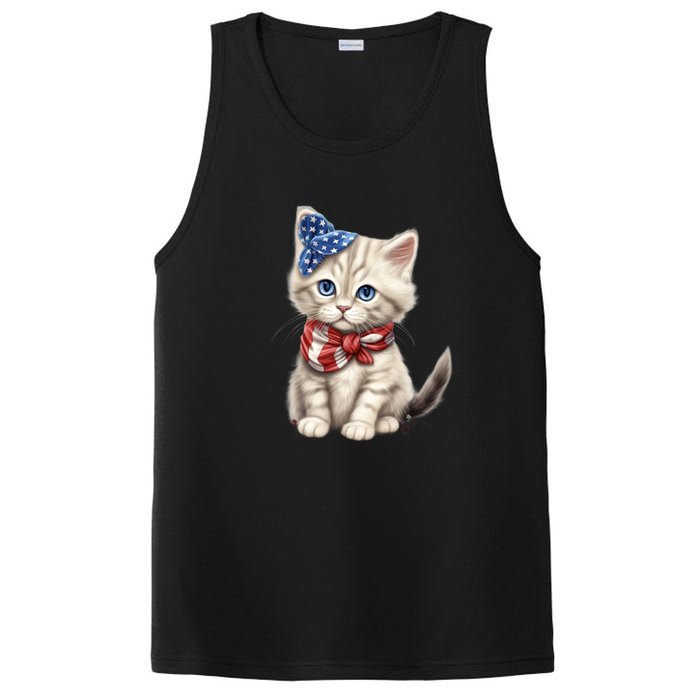 American Cat 4th Of July Cat Patriotic Cats Himalayan Kitten PosiCharge Competitor Tank