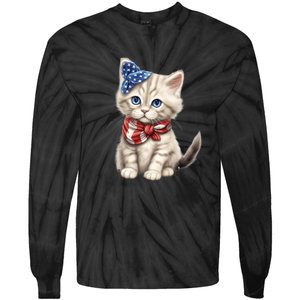 American Cat 4th Of July Cat Patriotic Cats Himalayan Kitten Tie-Dye Long Sleeve Shirt