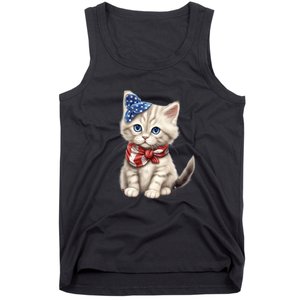 American Cat 4th Of July Cat Patriotic Cats Himalayan Kitten Tank Top