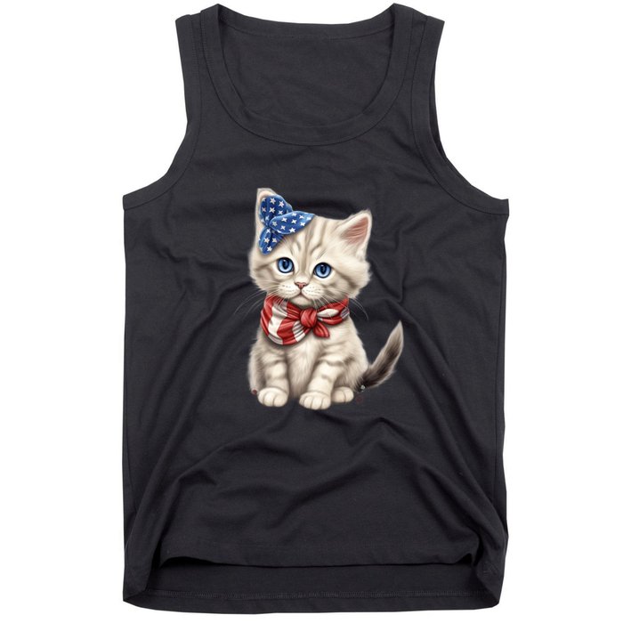 American Cat 4th Of July Cat Patriotic Cats Himalayan Kitten Tank Top