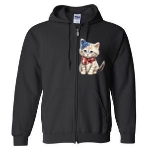 American Cat 4th Of July Cat Patriotic Cats Himalayan Kitten Full Zip Hoodie