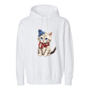 American Cat 4th Of July Cat Patriotic Cats Himalayan Kitten Garment-Dyed Fleece Hoodie