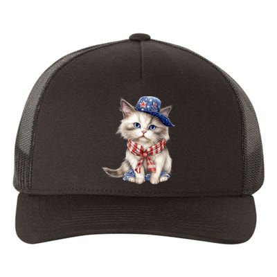 American Cat 4th Of July Cat Patriotic Cats Himalayan Kitten Yupoong Adult 5-Panel Trucker Hat