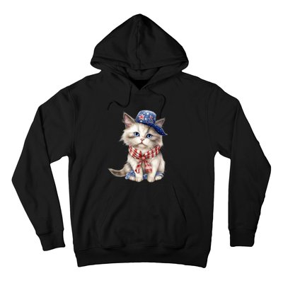 American Cat 4th Of July Cat Patriotic Cats Himalayan Kitten Hoodie