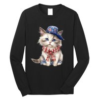 American Cat 4th Of July Cat Patriotic Cats Himalayan Kitten Long Sleeve Shirt