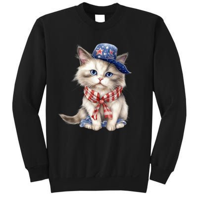 American Cat 4th Of July Cat Patriotic Cats Himalayan Kitten Sweatshirt