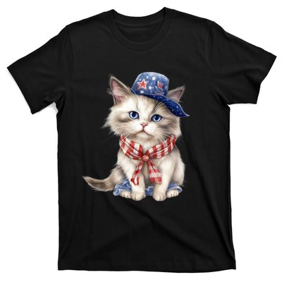 American Cat 4th Of July Cat Patriotic Cats Himalayan Kitten T-Shirt