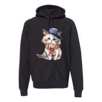 American Cat 4th Of July Cat Patriotic Cats Himalayan Kitten Premium Hoodie