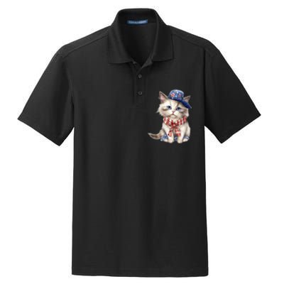 American Cat 4th Of July Cat Patriotic Cats Himalayan Kitten Dry Zone Grid Polo