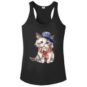 American Cat 4th Of July Cat Patriotic Cats Himalayan Kitten Ladies PosiCharge Competitor Racerback Tank