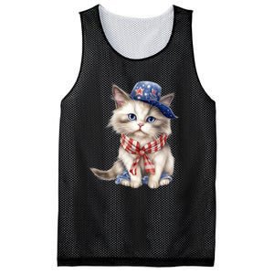 American Cat 4th Of July Cat Patriotic Cats Himalayan Kitten Mesh Reversible Basketball Jersey Tank