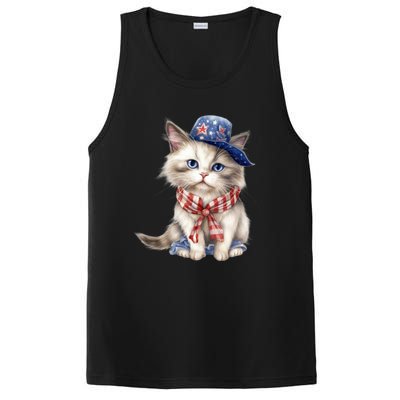 American Cat 4th Of July Cat Patriotic Cats Himalayan Kitten PosiCharge Competitor Tank