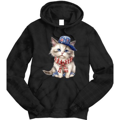 American Cat 4th Of July Cat Patriotic Cats Himalayan Kitten Tie Dye Hoodie