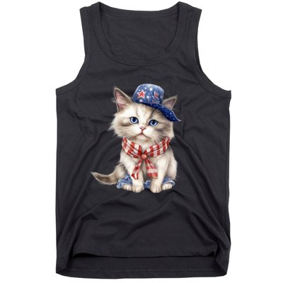 American Cat 4th Of July Cat Patriotic Cats Himalayan Kitten Tank Top