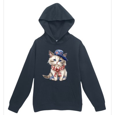 American Cat 4th Of July Cat Patriotic Cats Himalayan Kitten Urban Pullover Hoodie