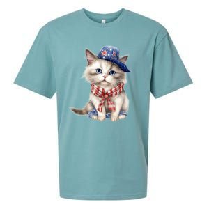 American Cat 4th Of July Cat Patriotic Cats Himalayan Kitten Sueded Cloud Jersey T-Shirt