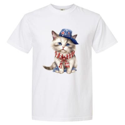 American Cat 4th Of July Cat Patriotic Cats Himalayan Kitten Garment-Dyed Heavyweight T-Shirt