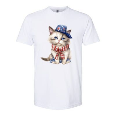 American Cat 4th Of July Cat Patriotic Cats Himalayan Kitten Softstyle CVC T-Shirt