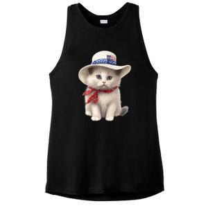 American Cat 4th Of July Cat Patriotic Cats Himalayan Kitten Ladies PosiCharge Tri-Blend Wicking Tank