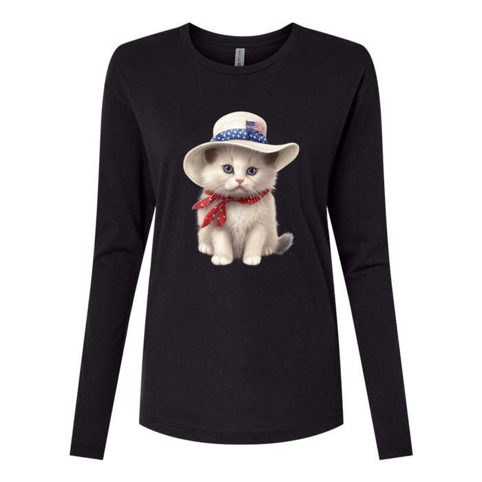 American Cat 4th Of July Cat Patriotic Cats Himalayan Kitten Womens Cotton Relaxed Long Sleeve T-Shirt