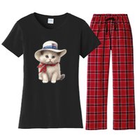 American Cat 4th Of July Cat Patriotic Cats Himalayan Kitten Women's Flannel Pajama Set