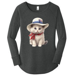 American Cat 4th Of July Cat Patriotic Cats Himalayan Kitten Women's Perfect Tri Tunic Long Sleeve Shirt