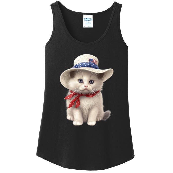 American Cat 4th Of July Cat Patriotic Cats Himalayan Kitten Ladies Essential Tank