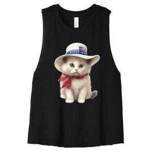 American Cat 4th Of July Cat Patriotic Cats Himalayan Kitten Women's Racerback Cropped Tank