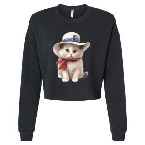 American Cat 4th Of July Cat Patriotic Cats Himalayan Kitten Cropped Pullover Crew