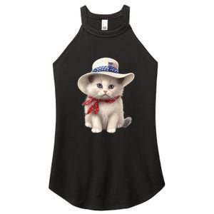 American Cat 4th Of July Cat Patriotic Cats Himalayan Kitten Women's Perfect Tri Rocker Tank