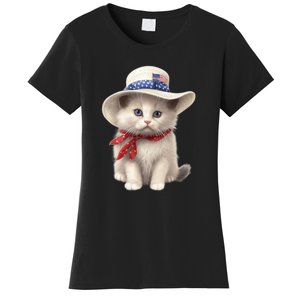 American Cat 4th Of July Cat Patriotic Cats Himalayan Kitten Women's T-Shirt