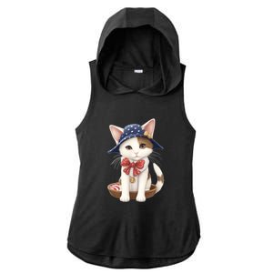 American Cat 4th Of July Cat Patriotic Cats Japanese Bobtail Kitten Ladies PosiCharge Tri-Blend Wicking Draft Hoodie Tank