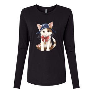 American Cat 4th Of July Cat Patriotic Cats Japanese Bobtail Kitten Womens Cotton Relaxed Long Sleeve T-Shirt