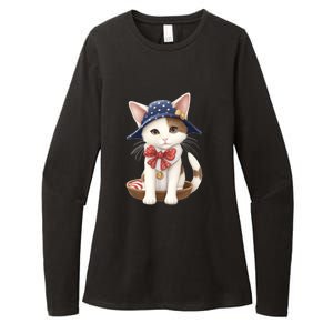 American Cat 4th Of July Cat Patriotic Cats Japanese Bobtail Kitten Womens CVC Long Sleeve Shirt