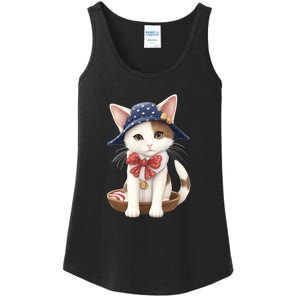 American Cat 4th Of July Cat Patriotic Cats Japanese Bobtail Kitten Ladies Essential Tank