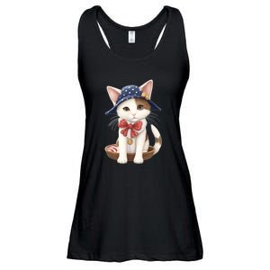 American Cat 4th Of July Cat Patriotic Cats Japanese Bobtail Kitten Ladies Essential Flowy Tank