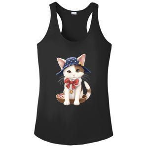 American Cat 4th Of July Cat Patriotic Cats Japanese Bobtail Kitten Ladies PosiCharge Competitor Racerback Tank