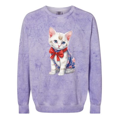 American Cat 4th Of July Cat Patriotic Cats Japanese Bobtail Kitten Colorblast Crewneck Sweatshirt