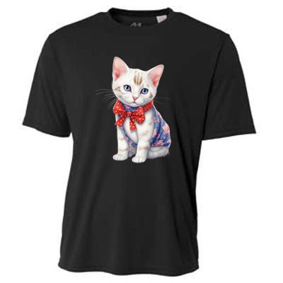 American Cat 4th Of July Cat Patriotic Cats Japanese Bobtail Kitten Cooling Performance Crew T-Shirt