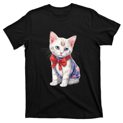 American Cat 4th Of July Cat Patriotic Cats Japanese Bobtail Kitten T-Shirt