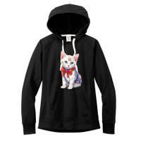 American Cat 4th Of July Cat Patriotic Cats Japanese Bobtail Kitten Women's Fleece Hoodie