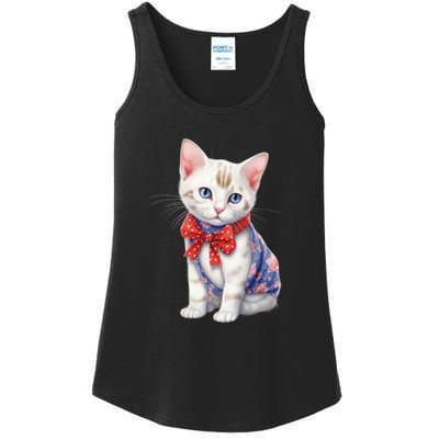 American Cat 4th Of July Cat Patriotic Cats Japanese Bobtail Kitten Ladies Essential Tank