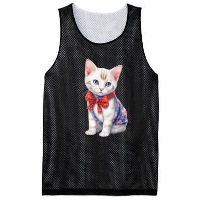 American Cat 4th Of July Cat Patriotic Cats Japanese Bobtail Kitten Mesh Reversible Basketball Jersey Tank