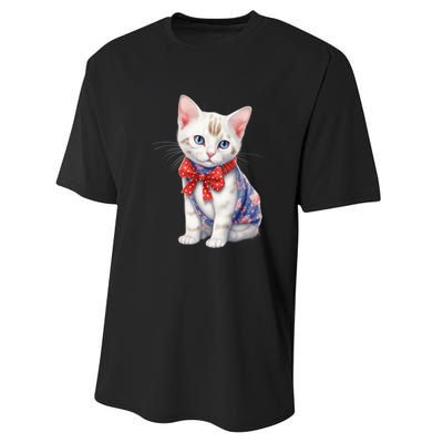 American Cat 4th Of July Cat Patriotic Cats Japanese Bobtail Kitten Performance Sprint T-Shirt