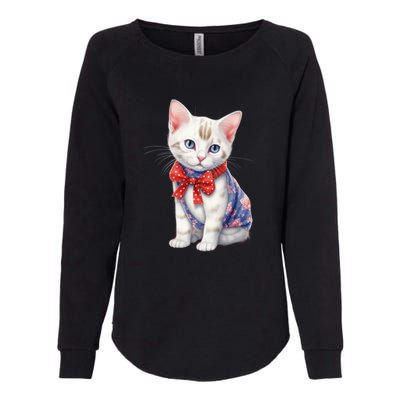 American Cat 4th Of July Cat Patriotic Cats Japanese Bobtail Kitten Womens California Wash Sweatshirt