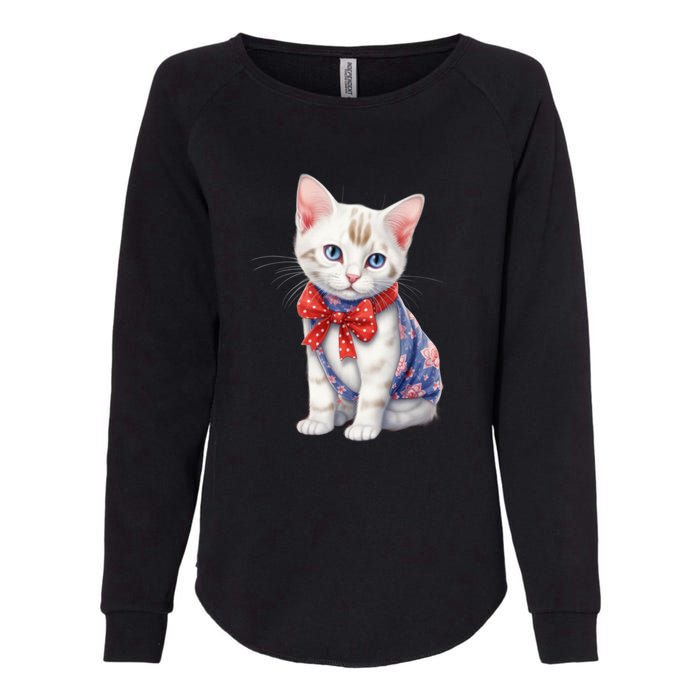 American Cat 4th Of July Cat Patriotic Cats Japanese Bobtail Kitten Womens California Wash Sweatshirt