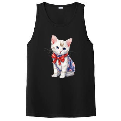 American Cat 4th Of July Cat Patriotic Cats Japanese Bobtail Kitten PosiCharge Competitor Tank