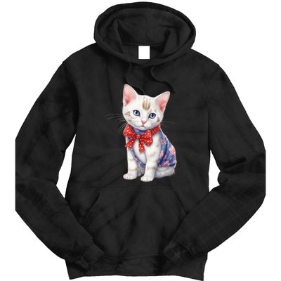 American Cat 4th Of July Cat Patriotic Cats Japanese Bobtail Kitten Tie Dye Hoodie